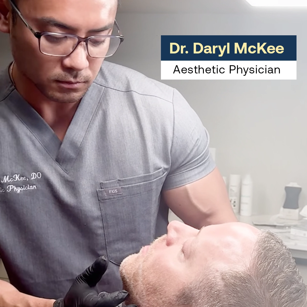 Dr. Daryl McKee, an aesthetic physician, with a patient.