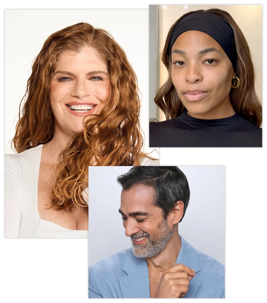 Diverse group of people smiling.